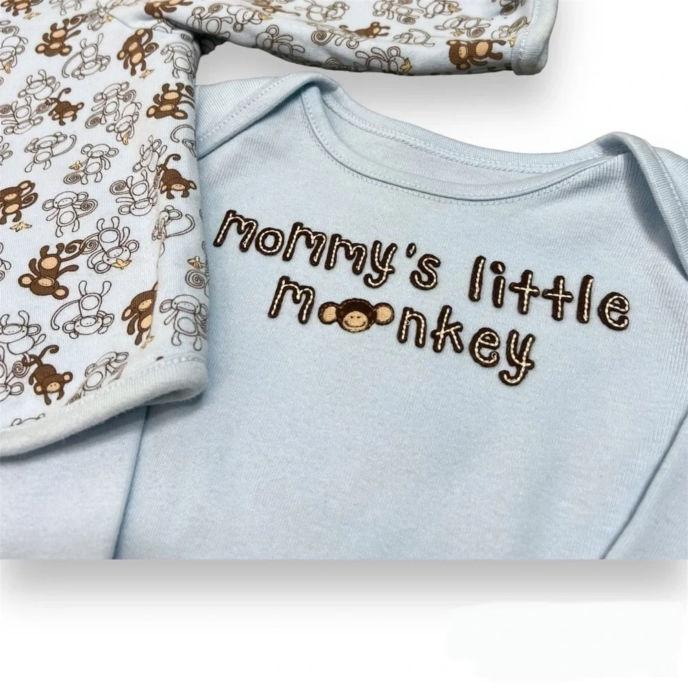 Gymboree Mommy’s Little Monkey‎ 3pc Cardigan Top Pants Baby Boy 6-12 months